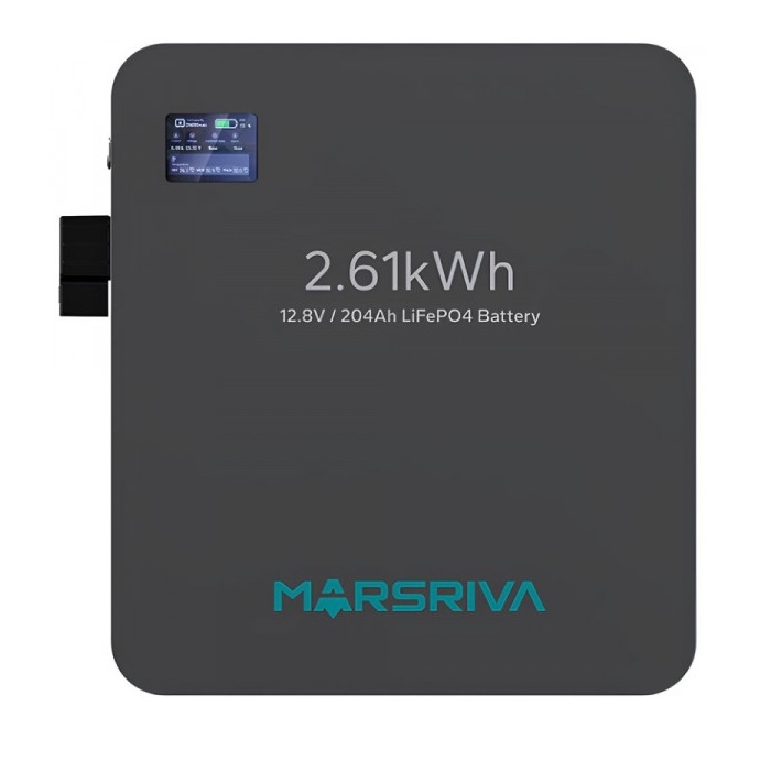Акумуляторна батарея Marsriva MR-LFP12-200-WMD LiFePO4, 12.8V, 204 Агод, 2.61 кВт, Black