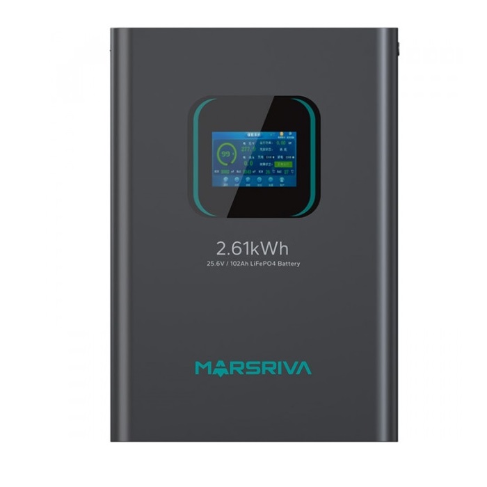 Акумуляторна батарея Marsriva MR-LFP24-100-WMD, 25.6V, 2.61 кВт·год, 102 А·год, LiFePO4, 4.3", Black