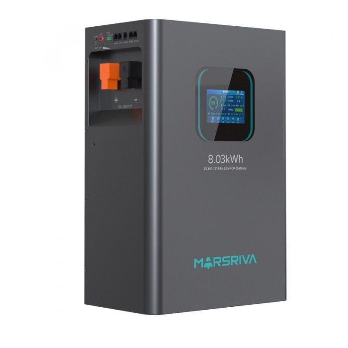 Акумуляторна батарея Marsriva Black 25.6V, 8.03 кВт·год, 314 А·год, LiFePO4, 4.3" (MR-LBP24-314-WMT)